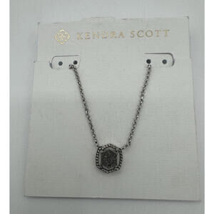Kendra Scott Davie Drusy Pendant Silver Black